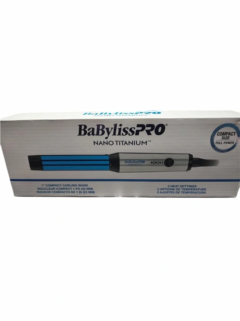 BaBylissPRO Blue and Silver Nano Titanium Hair Curling Iron - Boxed